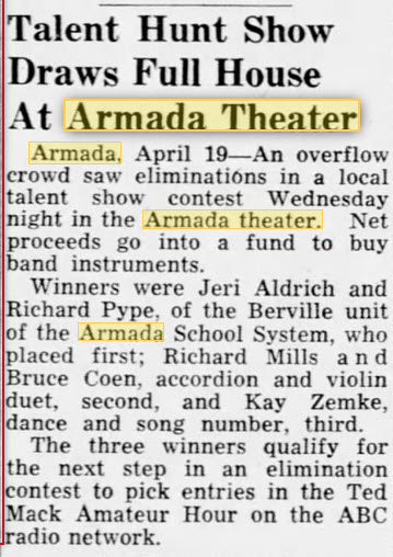 Armada Theatre - 20 Apr 1952 Talent Show (newer photo)